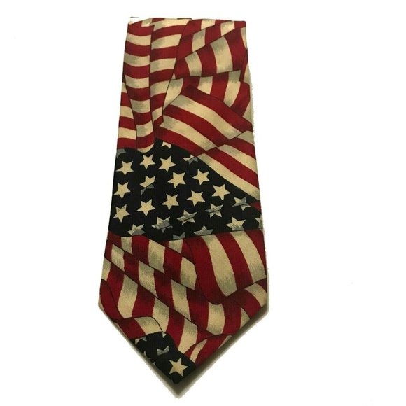 Necktie Stars and Stripes Corporate Casual Van Heusen Red White Blue 56" - Picture 1 of 5